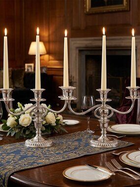 Vintage Birks Regency Plate 3-Arm Candelabra Pair – Silver Plated